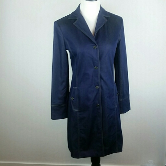 EXPRESS l Stretch Lightweight Denim Topstitch Coat - Picture 1 of 7